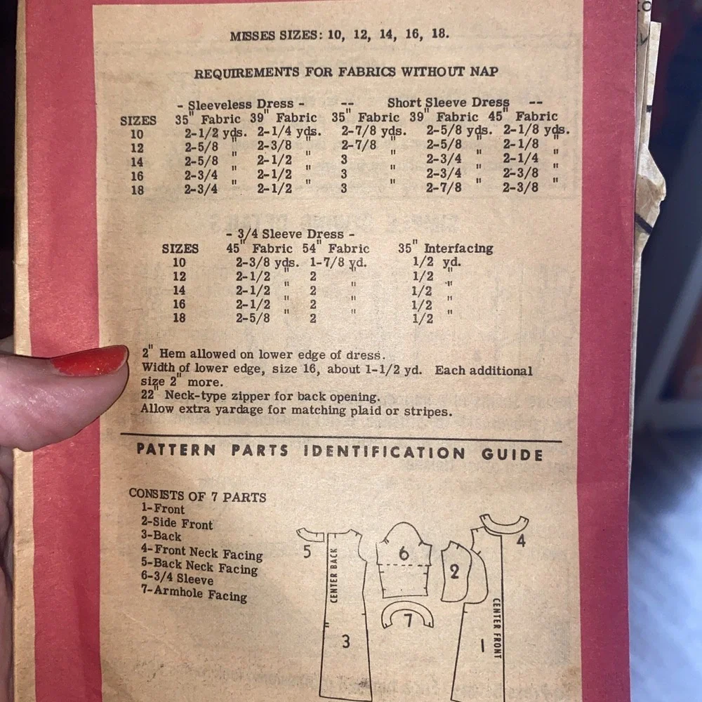 Vintage Marian Martin 9332 Misses Dress Sewing Pattern Size 16 Cut 1960s